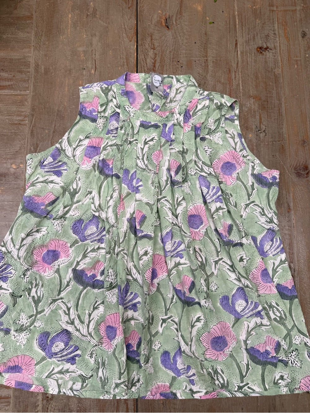 Cotton Indian Block Print Sleeveless Blouse -